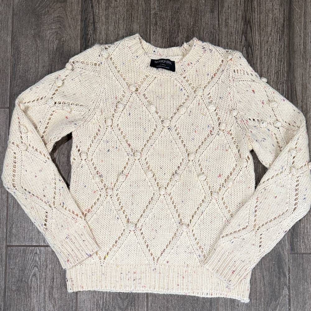 MINKPINK Sabrina Pom Pom Cream Sweater